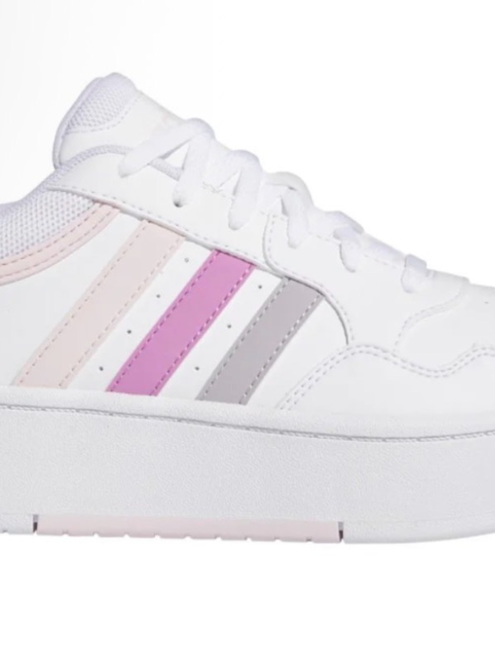 adidas White  Hoops 3.0 size 6 Bold Lace Sneakers with Pink Stripes